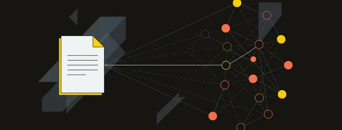 Minimalist illustration of an llms.txt file: a Markdown document connected to AI system nodes, with most connections left unused.